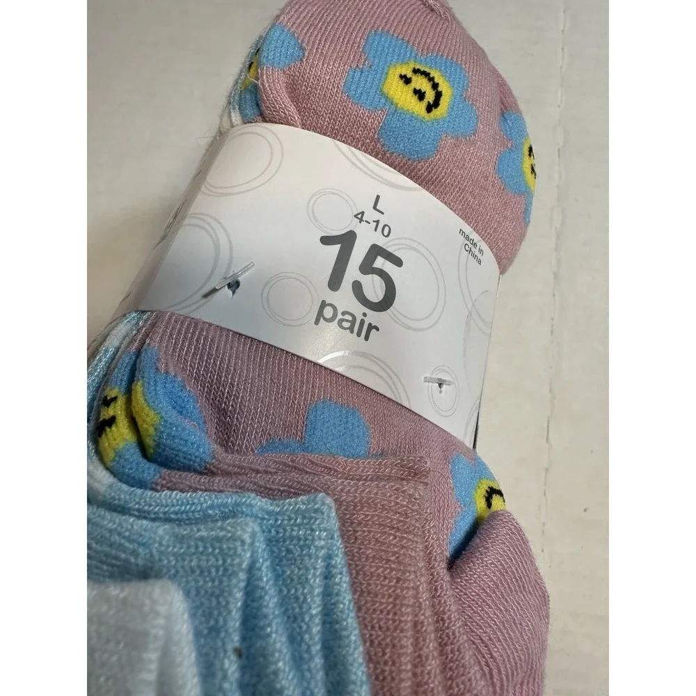 wonder‎ nations girls 15 pack no show ankle socks size large 4-10